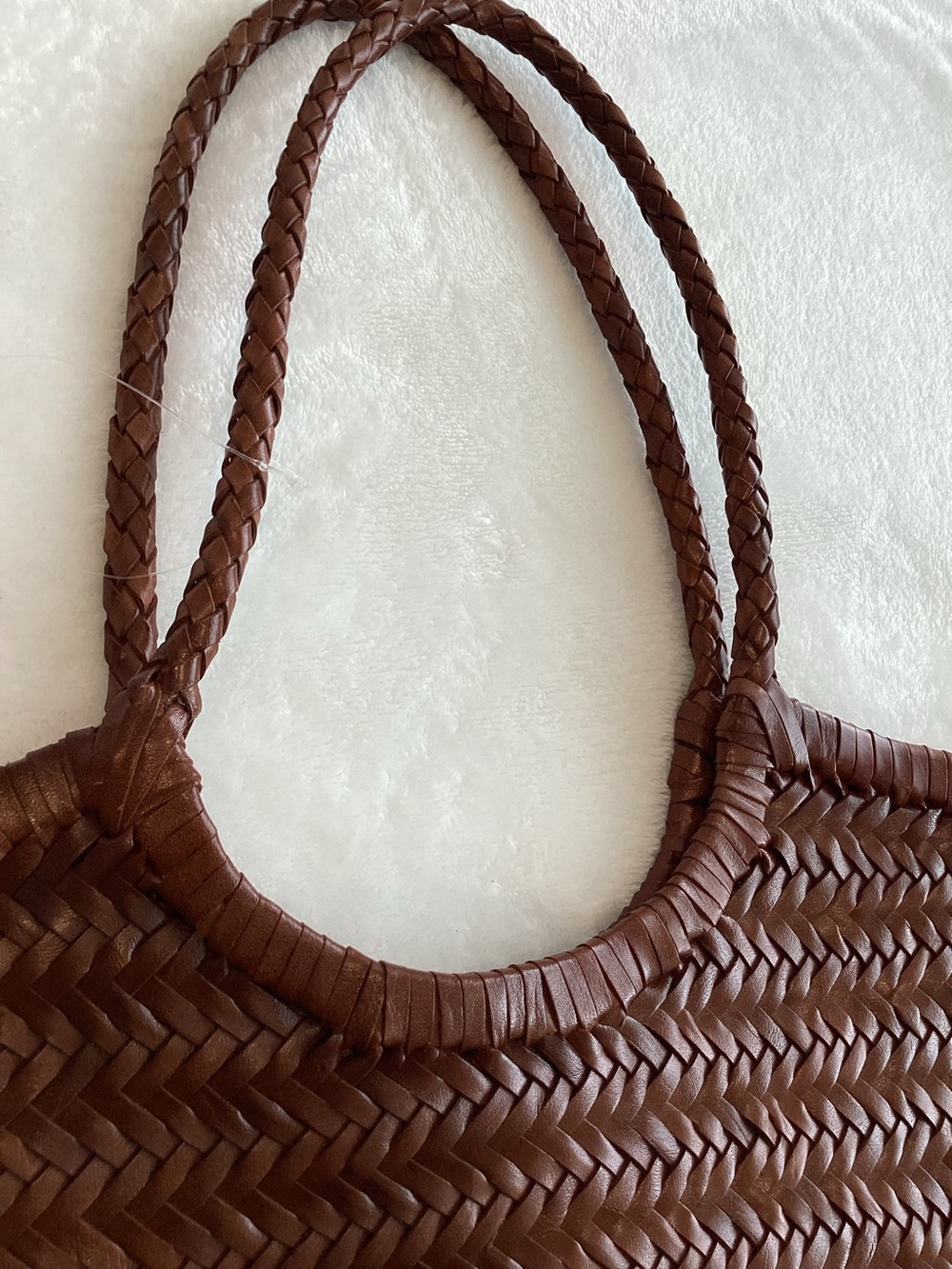 Anthropologie Woven Leather Tote New Tan Brown Beach Summer - Picture 5 of 11